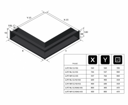 Решётка Kratki Luft 400х600х120 угловая правая черная, 45S