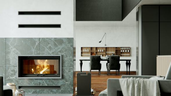 Топка DEFRO HOME RIVA LA G SHORT, 22 кВт, 1112/483мм, с водяным контуром, гильотина