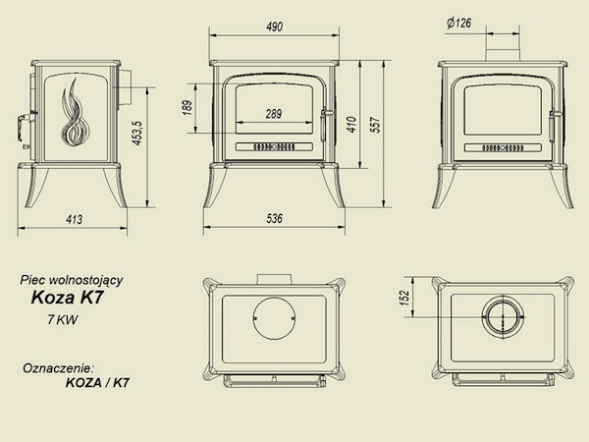 Чугунная печь Kratki Koza/K7 (термостат)